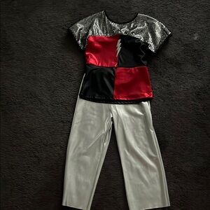 Color Block Top and metallic Pants costume